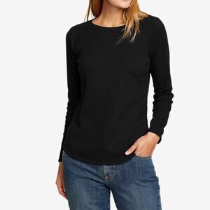 Eddie Bauer Women's Black Crewneck Long-Sleeve Tee